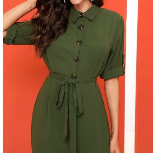 Virginia belted Jumpsuit - Olive - Picture 7 of 8